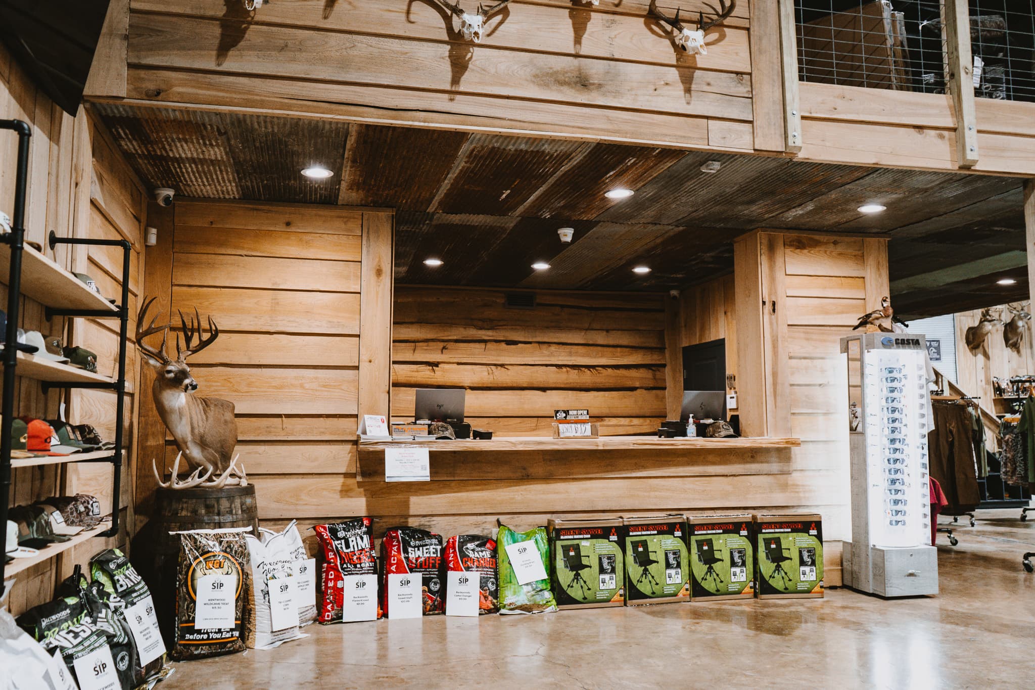 The service desk inside Sip Outdoors in Gluckstadt, Mississippi